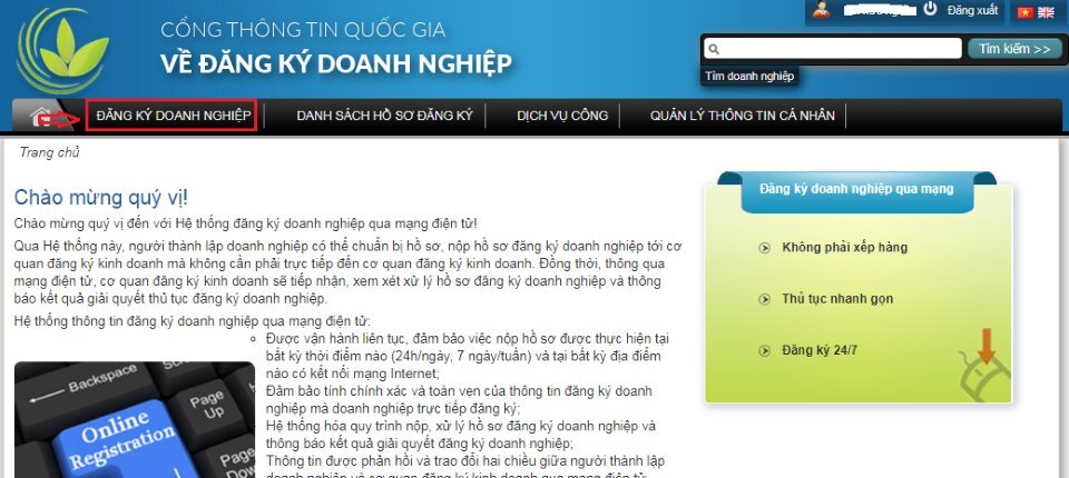 tiến hành thành lập doanh nghiệp online