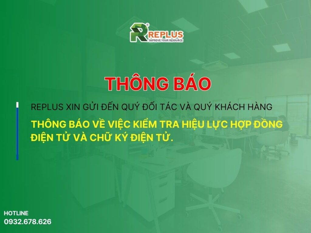 THÔNG BÁO: Replus xin thông báo về hiệu lực Hợp đồng ký điện tử