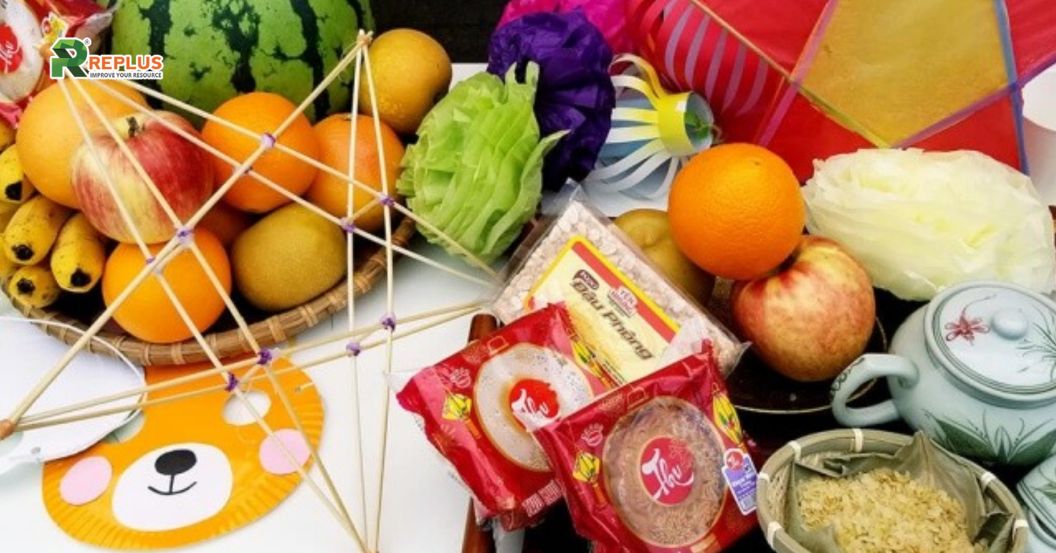 Tổng hợp 5+ ý tưởng trang trí Trung thu cho văn phòng ghi đậm dấu ấn lễ hội 5 Bày mâm ngũ quả Rằm Trung thu