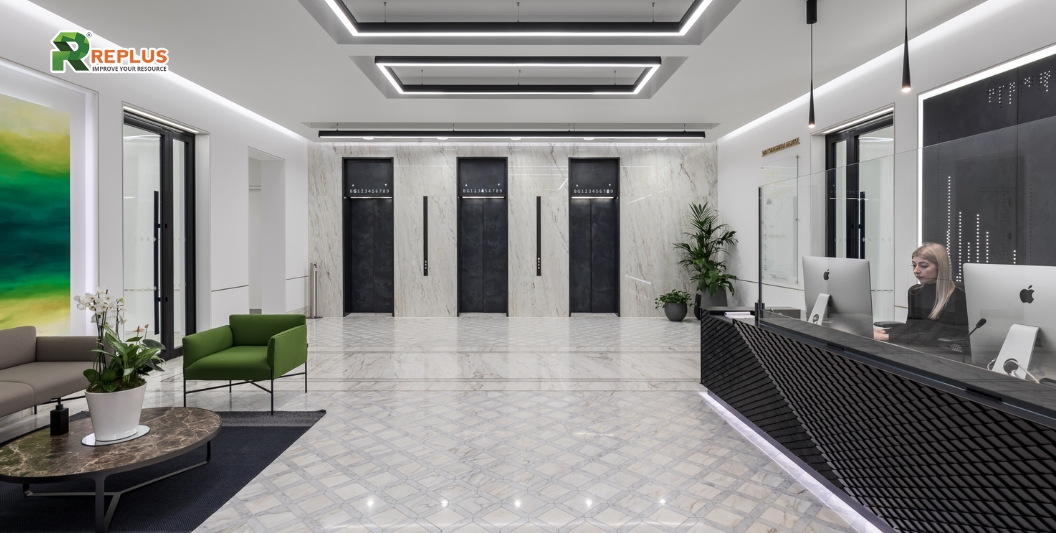 20+ thiết kế mặt bằng văn phòng làm việc nâng cao năng suất 18 Văn phòng lễ tân đẹp