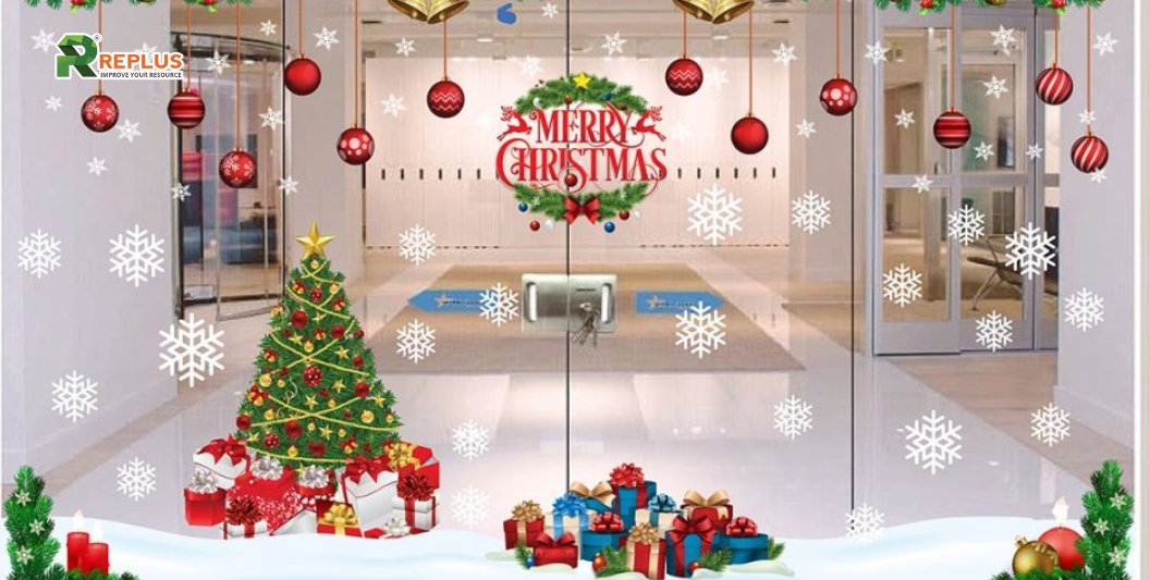 25+ Tips trang trí Noel văn phòng ghi đậm dấu ấn lễ hội 21 Trang trí Noel văn phòng với decal theo chủ đề Giáng sinh