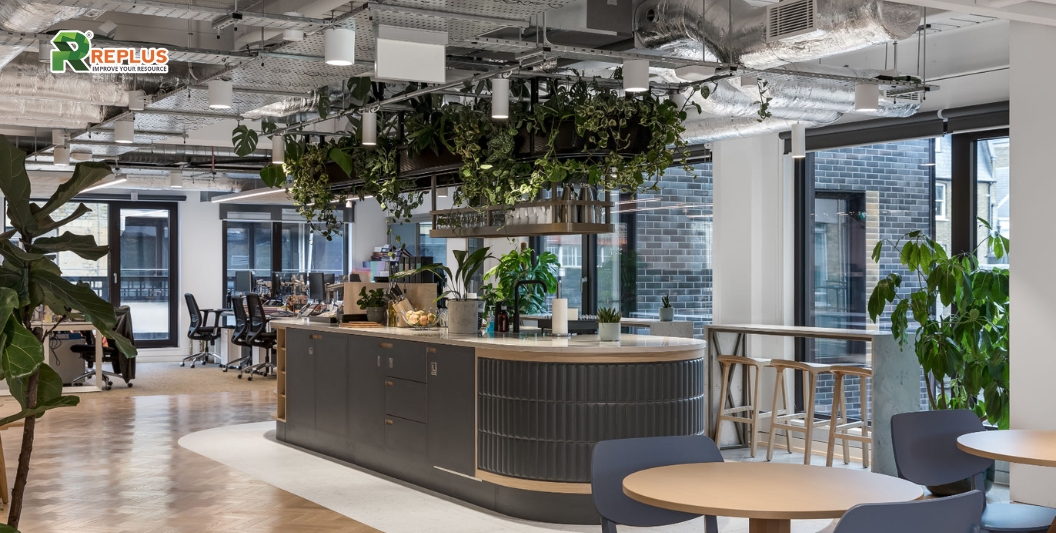 20+ thiết kế mặt bằng văn phòng làm việc nâng cao năng suất 12 Văn phòng không gian xanh