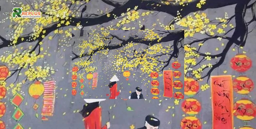 Top 12+ cách trang trí bảng ngày Tết nguyên Đán đẹp lung linh 8 Hoa mai