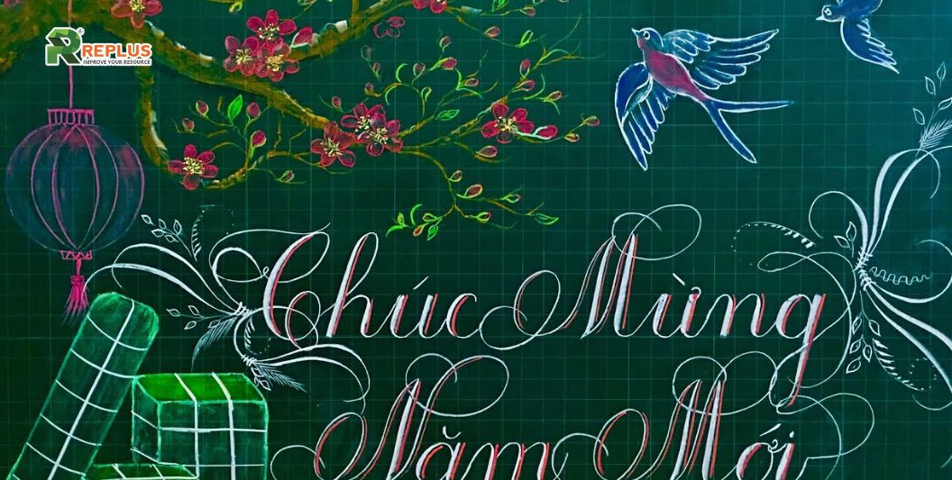 Top 12+ cách trang trí bảng ngày Tết nguyên Đán đẹp lung linh 11 Trang trí đơn giản