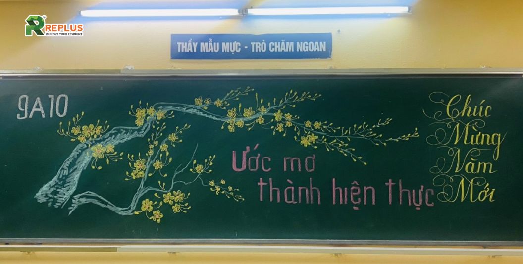 Top 12+ cách trang trí bảng ngày Tết nguyên Đán đẹp lung linh 9 Trang trí dòng chữ