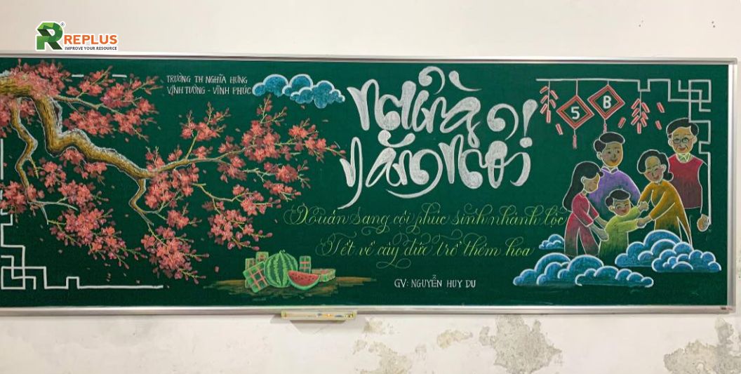 Top 12+ cách trang trí bảng ngày Tết nguyên Đán đẹp lung linh 4 Hình ảnh gia đình