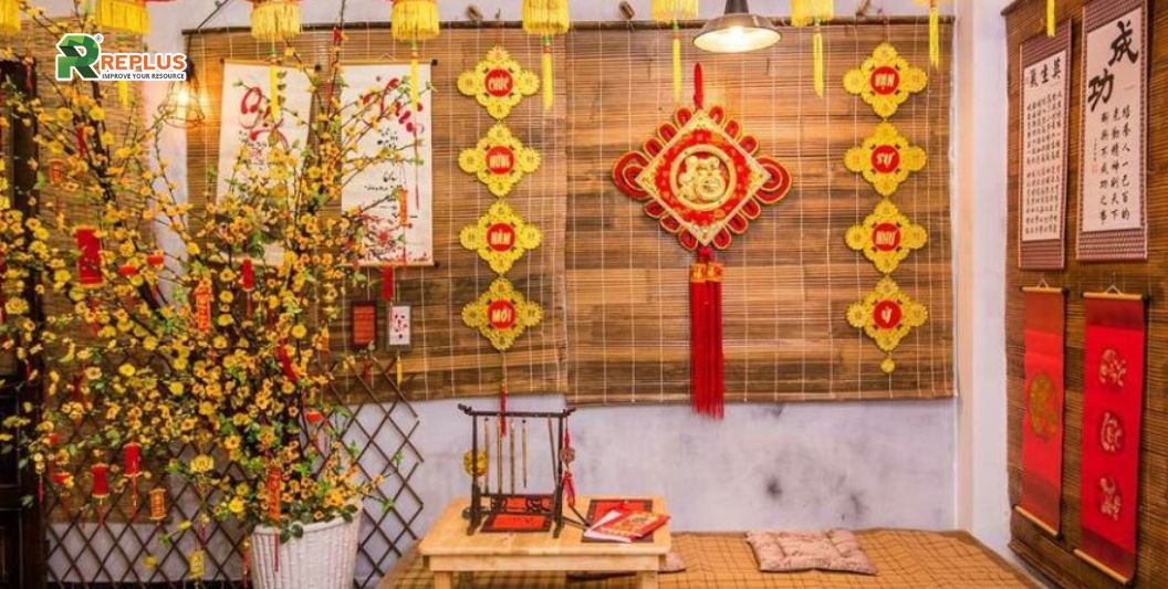 10+ ý tưởng trang trí Tết 2024 hiện đại nhưng vẫn cổ truyền 10 Trang trí mành Tết