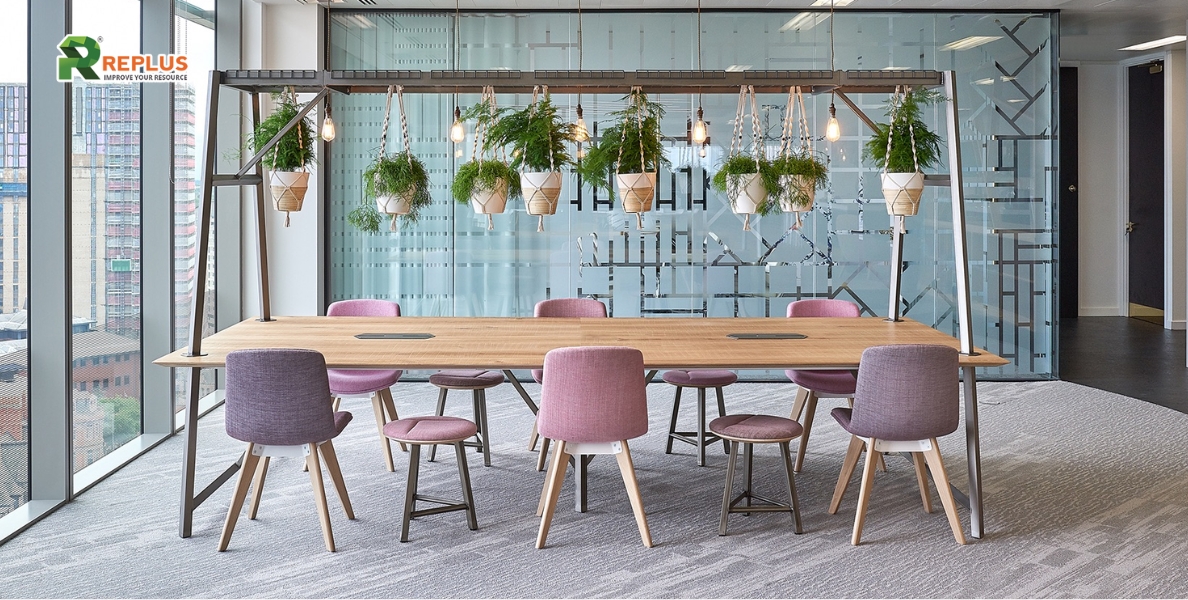 Mách bạn 30+ cách trang trí phòng làm việc tạo hiệu suất cao 4 Trồng hoa tươi để làm mới không khí