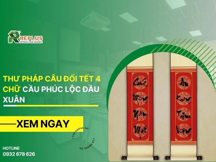thư pháp câu đối Tết 4 chữ