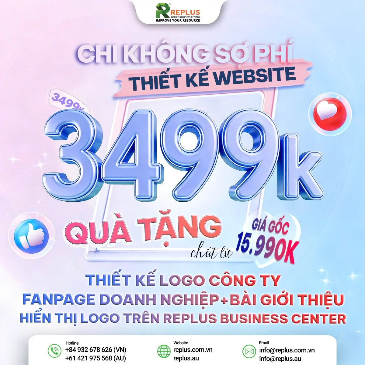Sở hữu Website chuyên nghiệp chỉ với 3.499.000 VNĐ