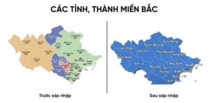 Bản đồ miền Bắc trước và sau sáp nhập