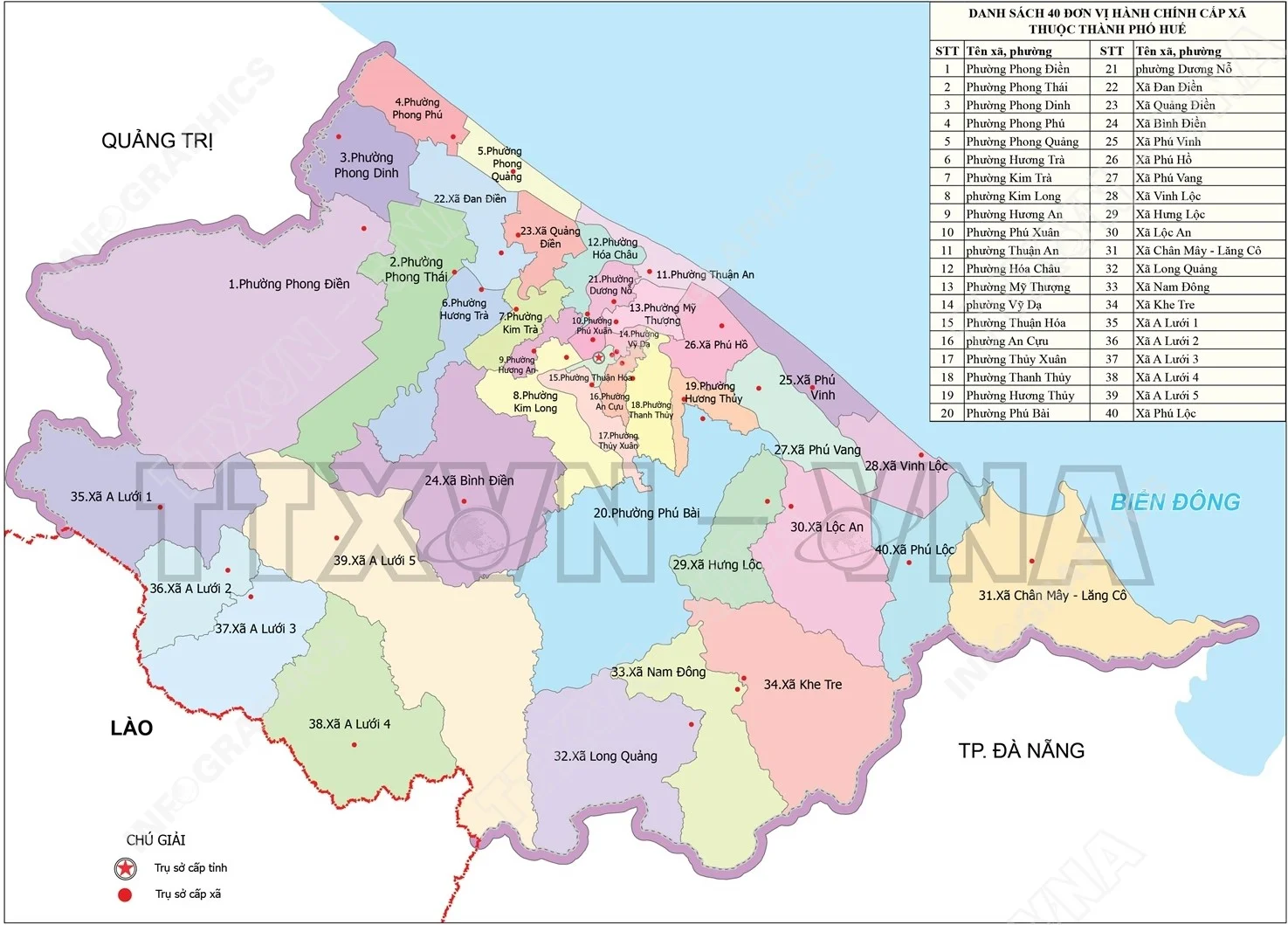 Bản đồ miền Trung mới nhất: 11 tỉnh, thành sau sáp nhập 10 Bản đồ thành phố Huế sau sáp nhập