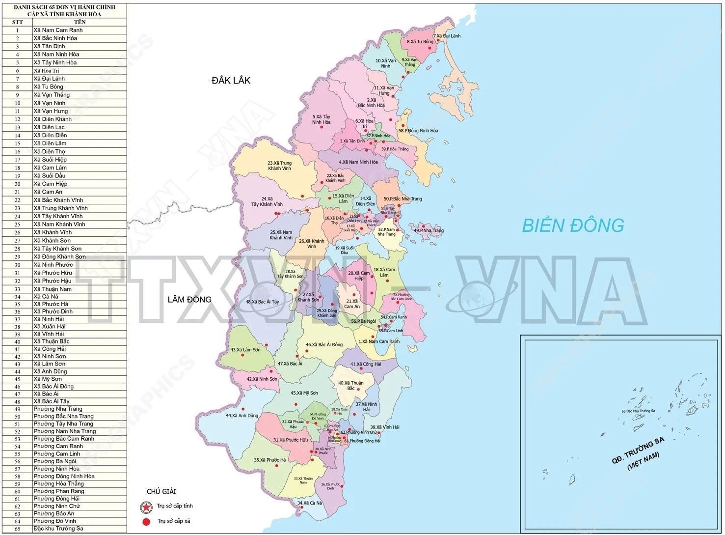 Bản đồ miền Trung mới nhất: 11 tỉnh, thành sau sáp nhập 15 Bản đồ tỉnh Khánh Hòa sau sáp nhập