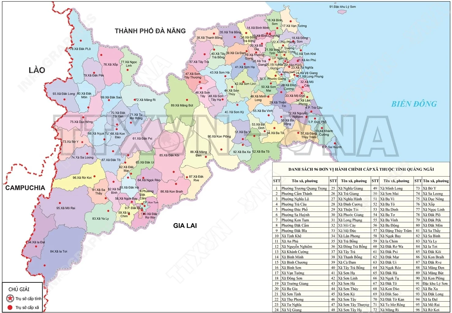 Bản đồ miền Trung mới nhất: 11 tỉnh, thành sau sáp nhập 12 Bản đồ tỉnh Quảng Ngãi sau sáp nhập