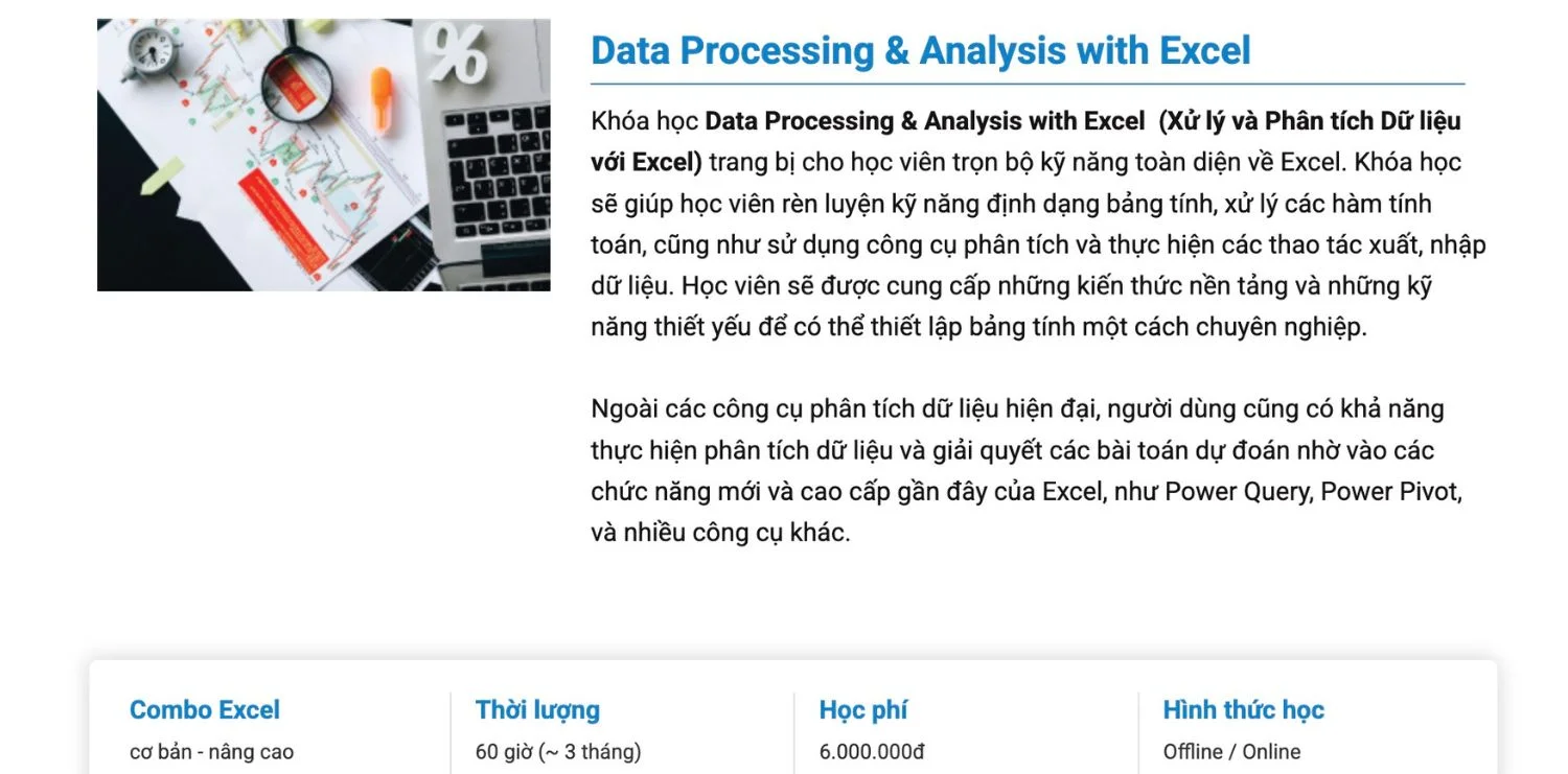 Top 5 khóa học excel nâng cao uy tín, chất lượng 2026 5 Khóa học Excel