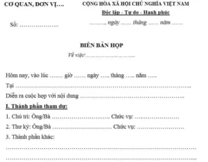 Mẫu biên bản cuộc họp: tải file Word và hướng dẫn ghi 1 Mẫu biên bản cuộc họp: tải file Word và hướng dẫn ghi
