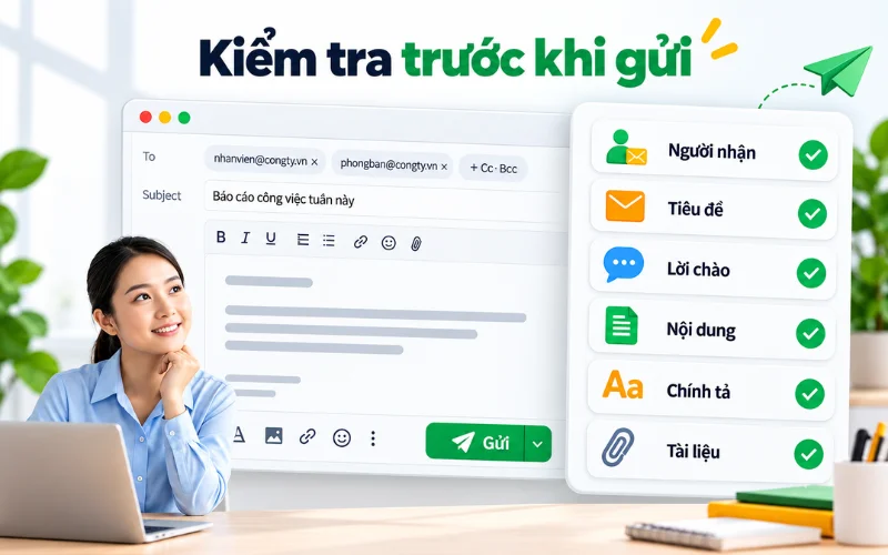 Hướng dẫn cách viết email chuyên nghiệp và 4 mẫu áp dụng thực tế trong công việc 3 Kiểm tra lại trước khi gửi email