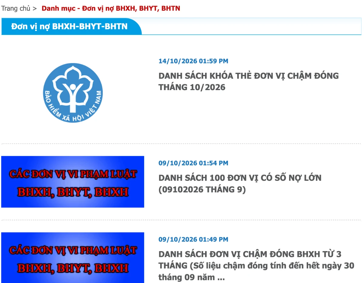 Hướng dẫn các cách tra cứu nợ BHXH của doanh nghiệp 7 Chuyên mục Đơn vị nợ BHXH-BHYT-BHTN trên Cổng thông tin điện tử BHXH TP.HCM