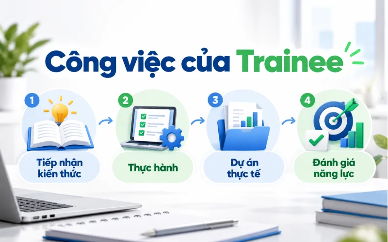 Trainee là gì? Khám phá các vị trí phổ biến và cách phân biệt với Intern 2 Công việc thường gặp của Trainee
